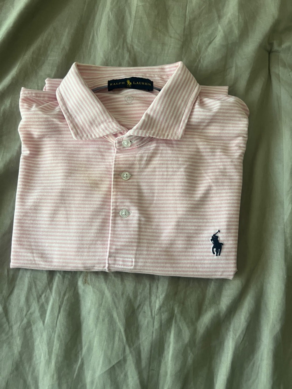 Ralph Lauren Light Pink and White Striped Polo Shirt